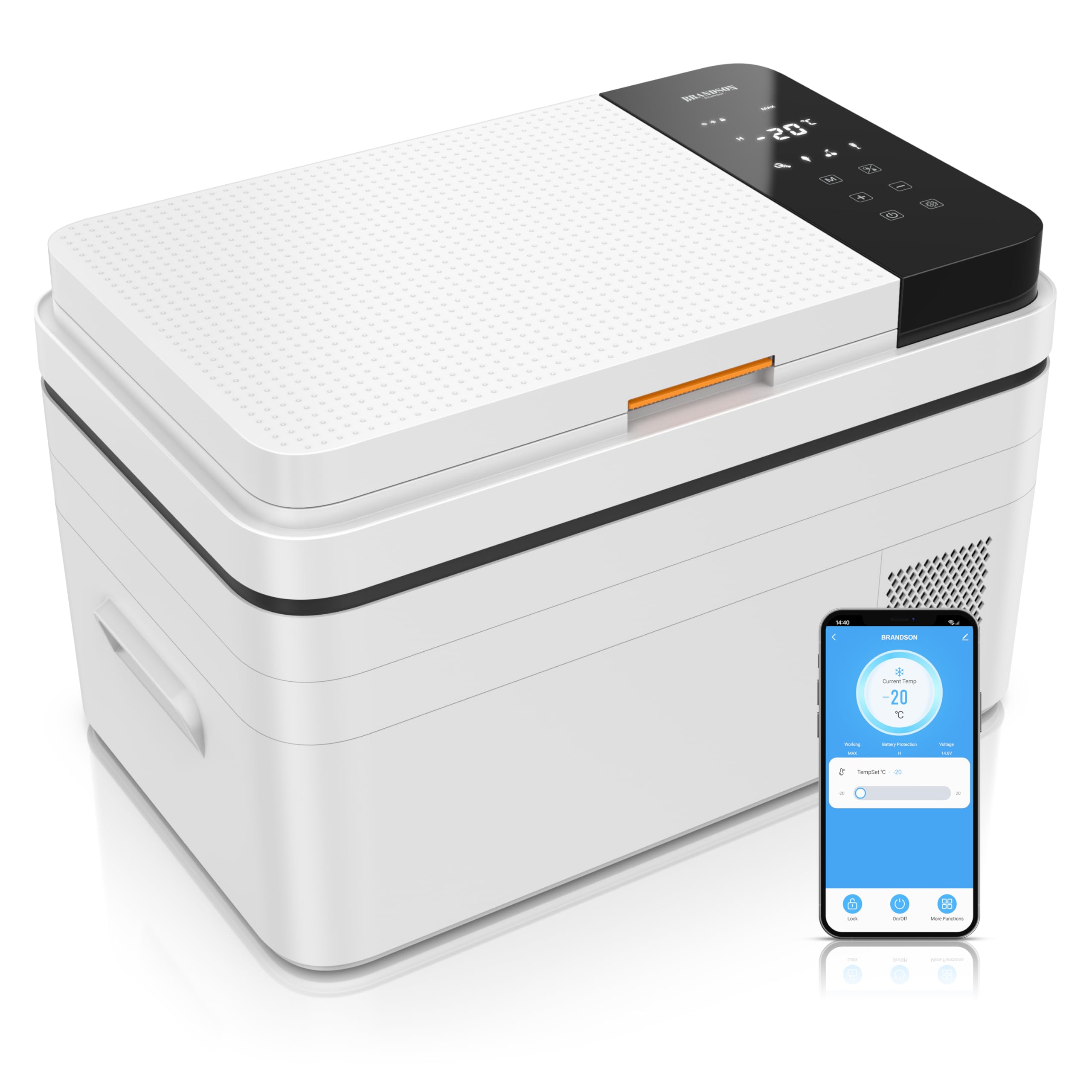 Brandson - Kompressor Kühlbox elektrisch – 30 Liter – App Steuerung Bluetooth Tuya Smart – Autokühlbox - 230 V und 12/24 V Gefrierbox Gefriertruhe bis -20°C – ECO Modus – Auto Camper LKW