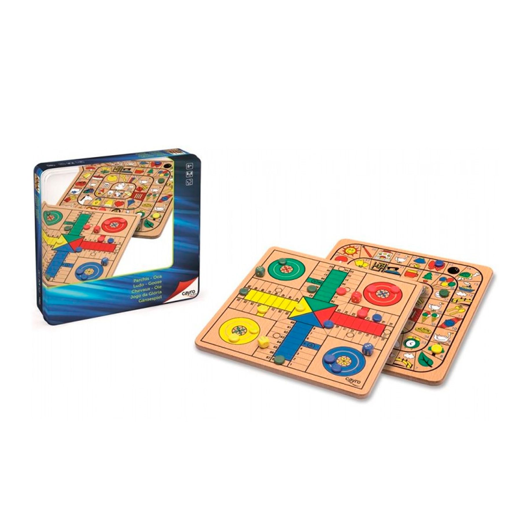 Cayro - Parchis and Oca Metal Box- Traditional Game - Board Game - Development of Cognitive Skills - Board Game (752), Multicoloured