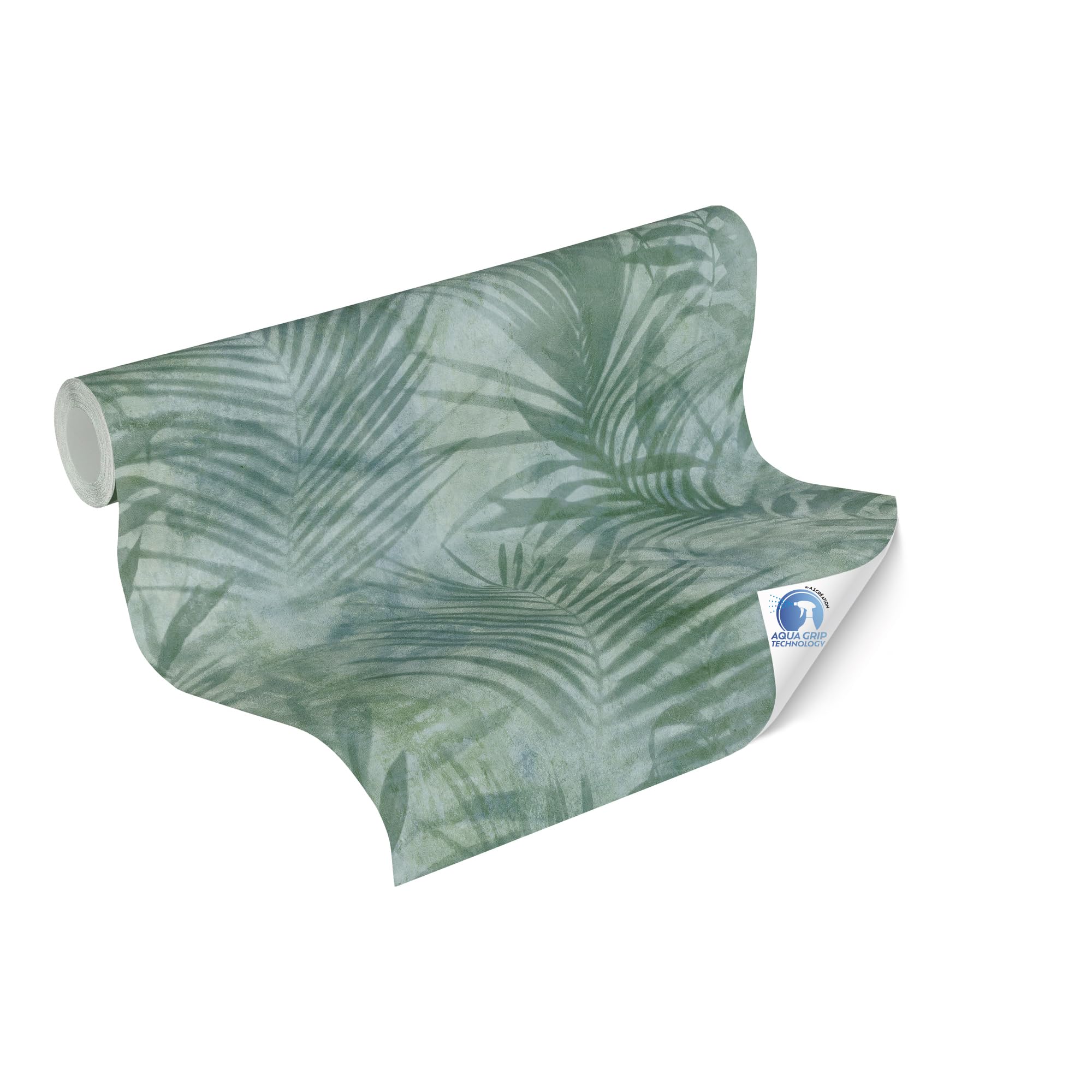Livingwalls Green, Blue Wallpaper Designdrop - Precovered Non-Woven Wallpaper Palm Leaves In - 10,05M X 0,53M - Jungle Look Wallpaper - 784521