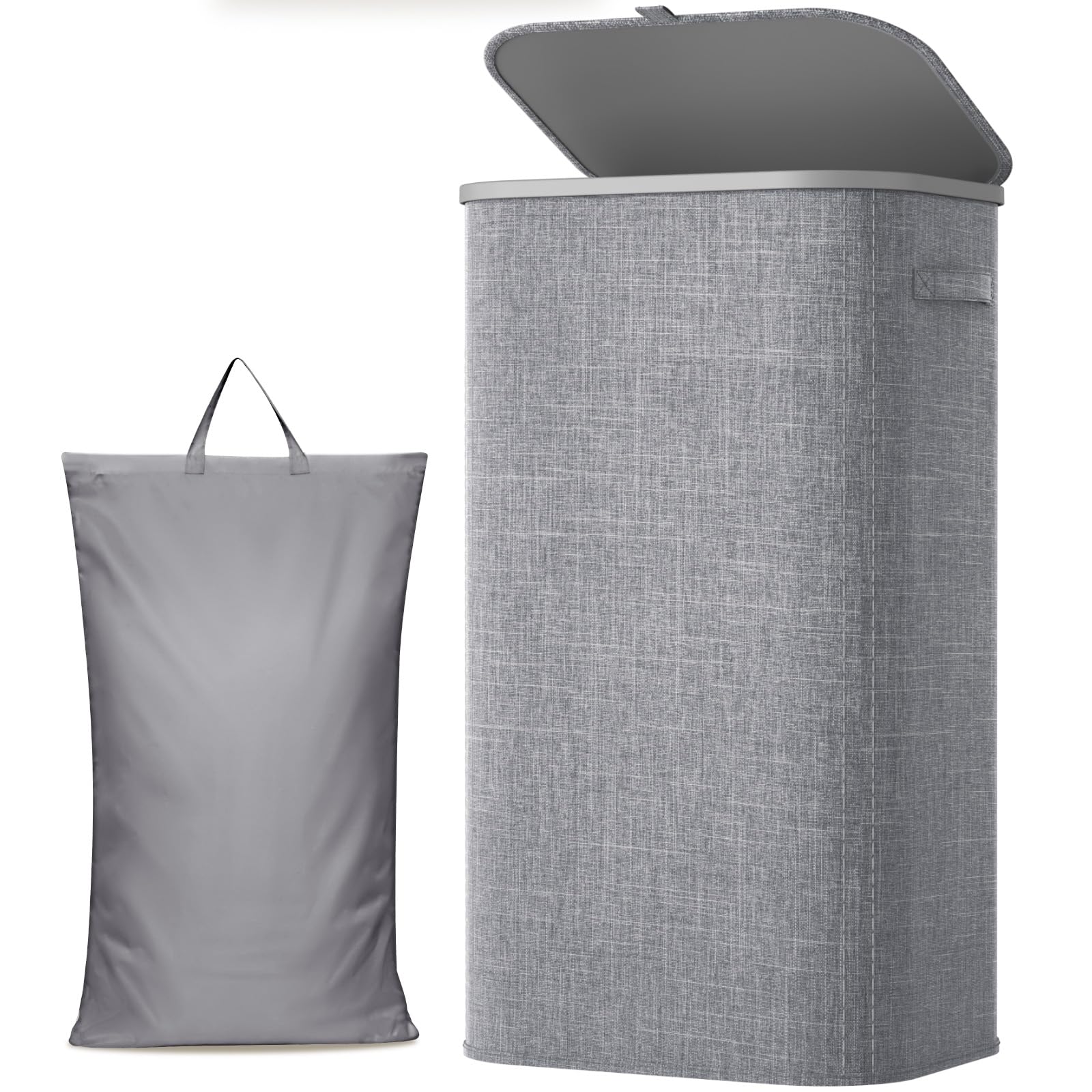Lifewit 105L Large Laundry Hamper with Lid, Removable Inner Bag, Light Gray