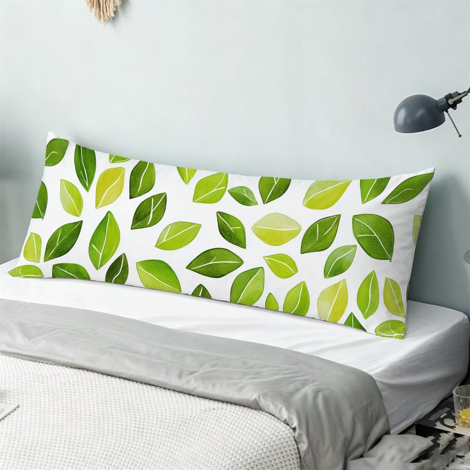 Funda de Almohada 60 x 180 cm Hoja Protector Almohada 180 cm con Cremallera Invisible, Terciopelo Suave y Transpirable Pillow Case Mostaza Impresión a Doble Cara para Cama, Sofá y Dormitorio dg-300
