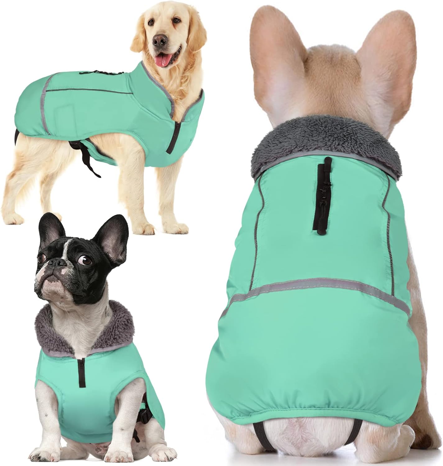 QBLEEV Warm Dog Coat Reflective Dog Jacket, Waterproof Dog