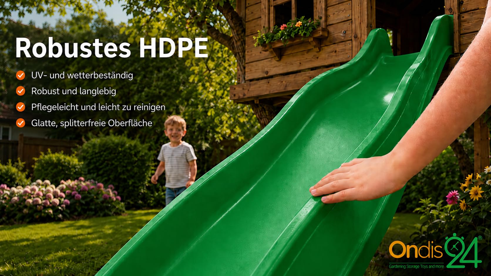 Ondis24 Tobogán de 3 m para niños (300 cm, verde)