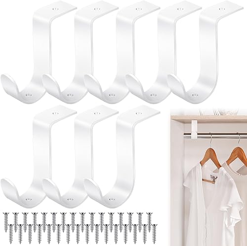 Hicarer 8 soportes de barra de armario resistentes con tornillos de 1.38 pulgadas, soporte de barra de armario de metal para dormitorio, estantería,