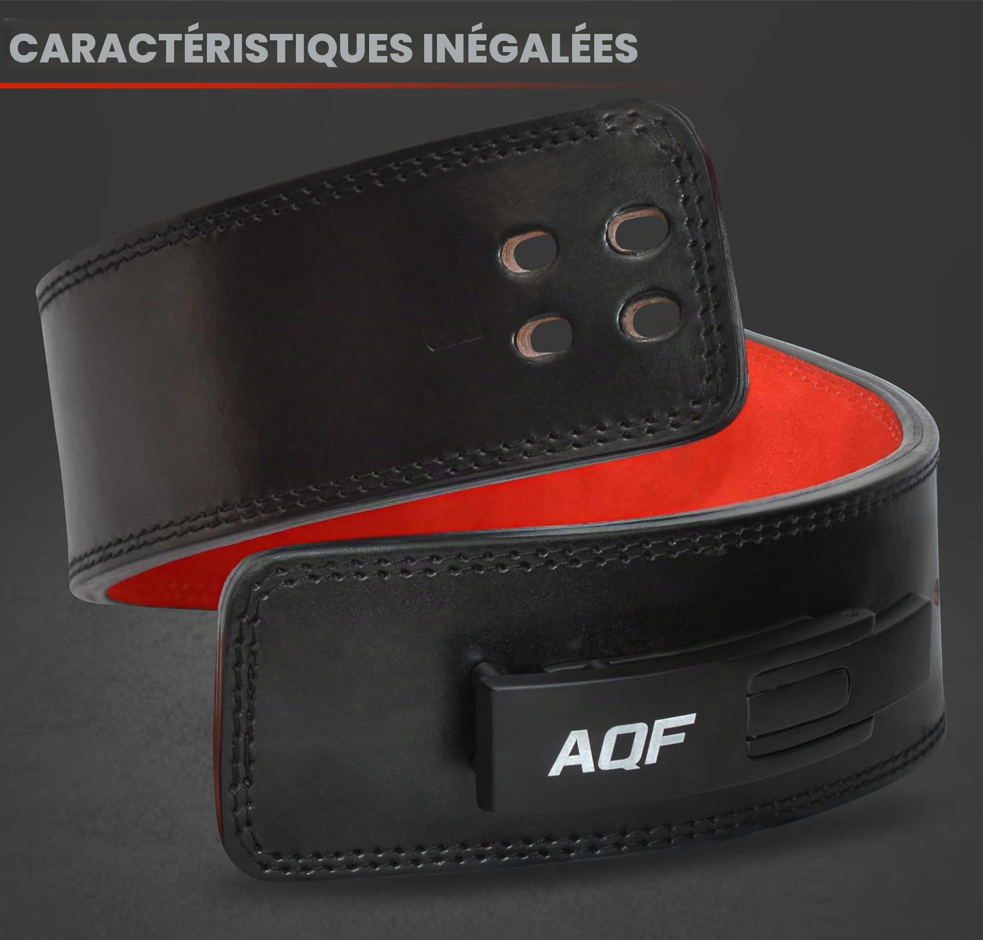 AQF Ceinture Musculation Levier, Cuir 13mm 4", Approuvée IPL & USPA