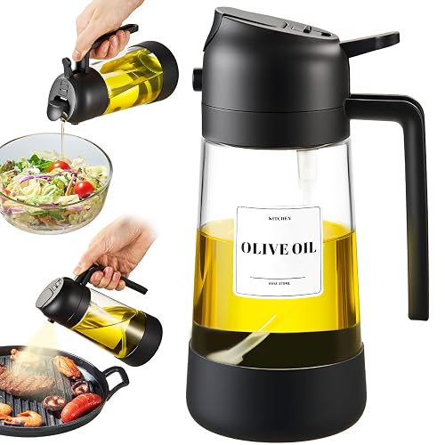 PARACITY Oil Sprayer for Cooking 2-in-1 Dispenser Bottle 16 oz Black