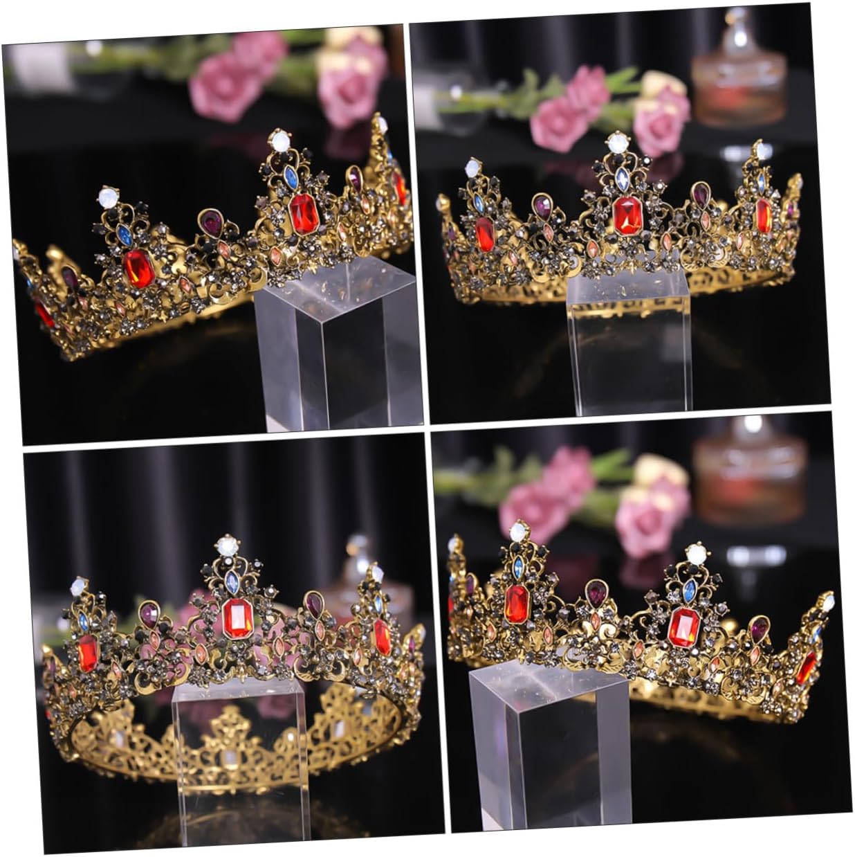 Baroque Zinc Alloy Wedding Crown Headdress for Brides Retro Rhinestone Tiara Hair Decor for Bridal Ceremony and Special Occasions