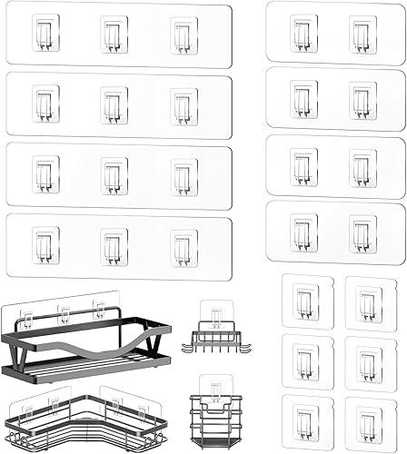 Paquete de 14 ganchos de repuesto para regadera, ganchos fuertes, estante de ducha sin perforación, ganchos para cesta, soporte de jabón y estantes