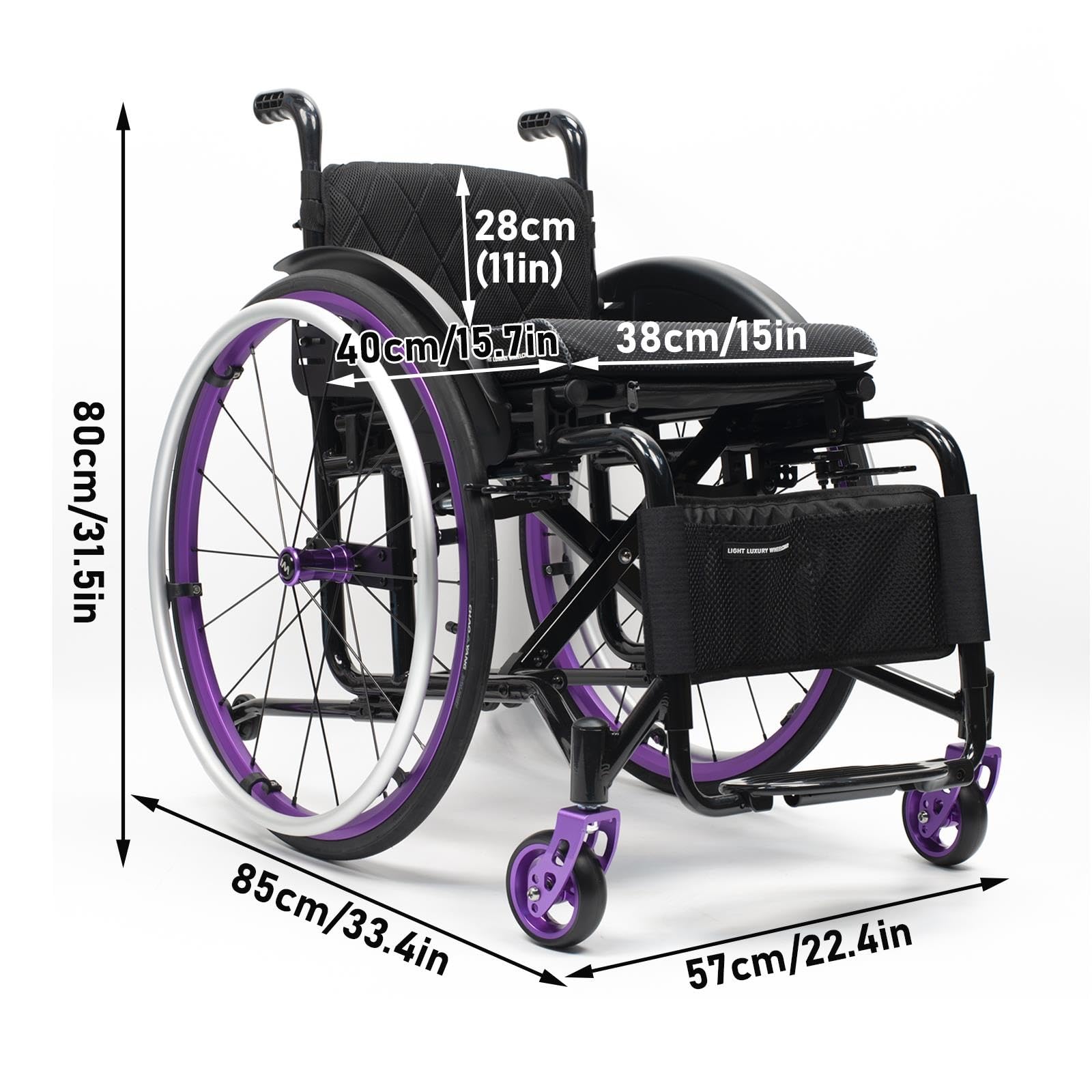 Sedia a rotelle pieghevole super leggera con telaio in alluminio