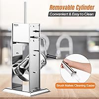Vista 4 de ROVSUN 7LBS/3L Manual Sausage Stuffer, Two Speed Stainless Steel Vertical Sausage Maker, Meat Filling Machine with 5 Stuffing Tubes for Commercial