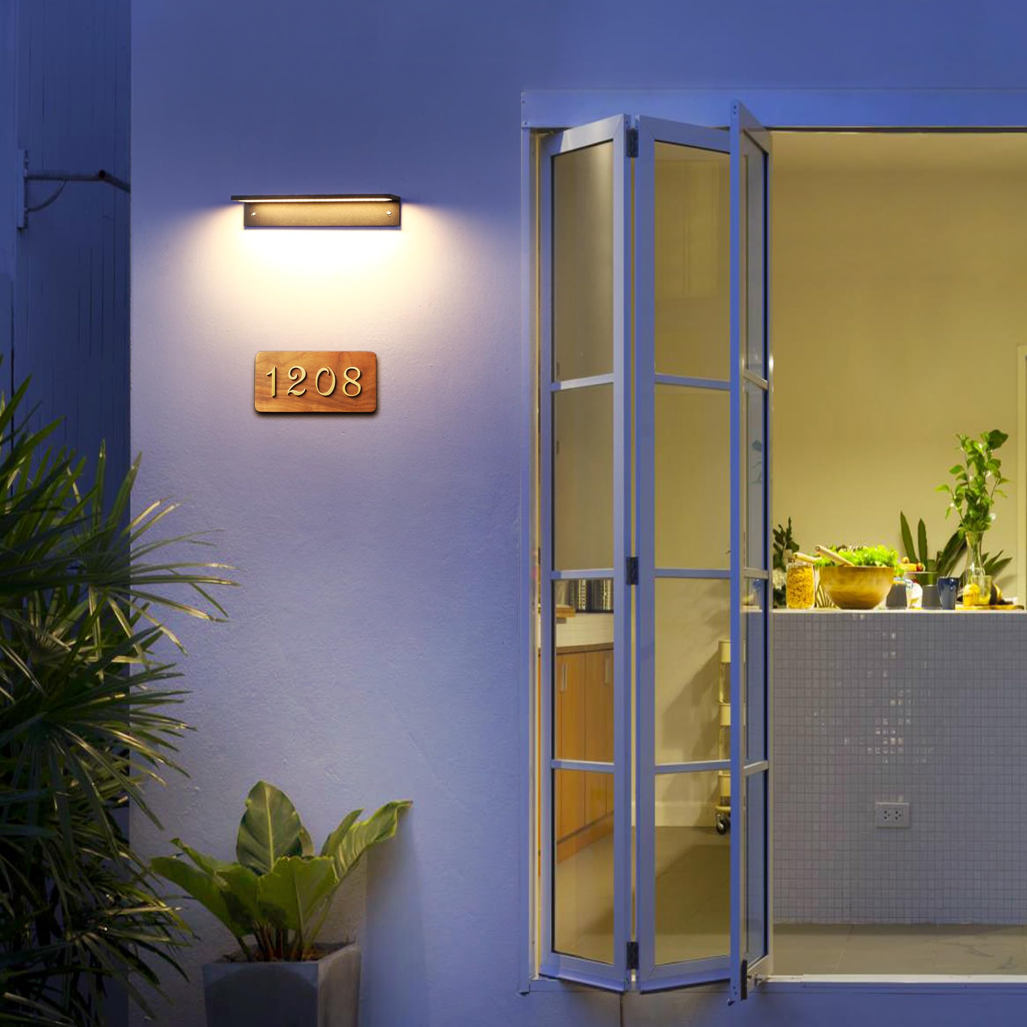 LED Außenwandleuchte Hausnummernleuchte 12W 1200LM,Moderne Außenlampe Wand IP54 Wasserdicht, Aluminium Wandlampe Außen Warmweiß 3000K,Außenbeleuchtung für Haustür Garten Eingang,Lampenlänge 320MM