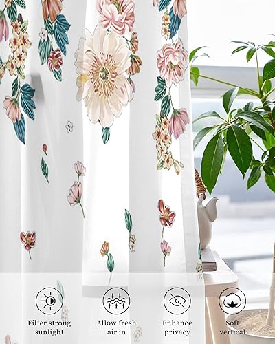 Miniatura 4 de Juego de 2 cortinas traslúcidas de acuarela de 84 pulgadas de largo, para cocina, dormitorio, sala de estar, puerta, pasillo, puerta corrediza de