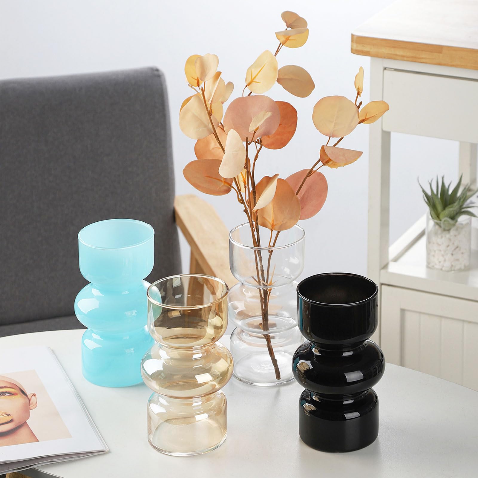 アンバーガラス 花びら型花器 Amazon.co.jp: VanEnjoy アンバーガラス水耕栽培花瓶、色付きガラスの