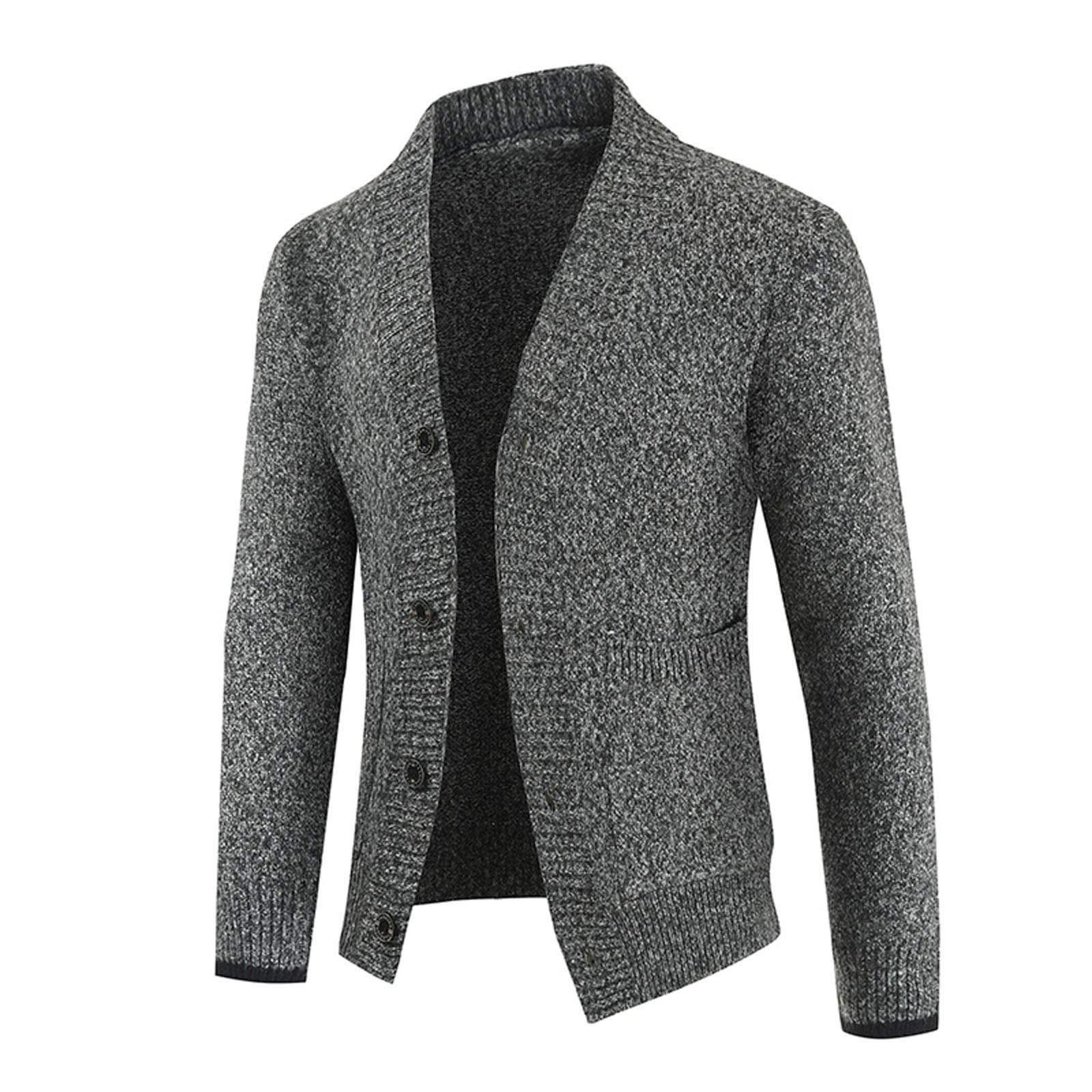 Cardigan da uomo, slim fit, cardigan invernale elegante, sportivo, lavorato a maglia, per le mezze stagioni, business, casual, colletto alto, con bottoni, davanti, aperto, a maglia grossa