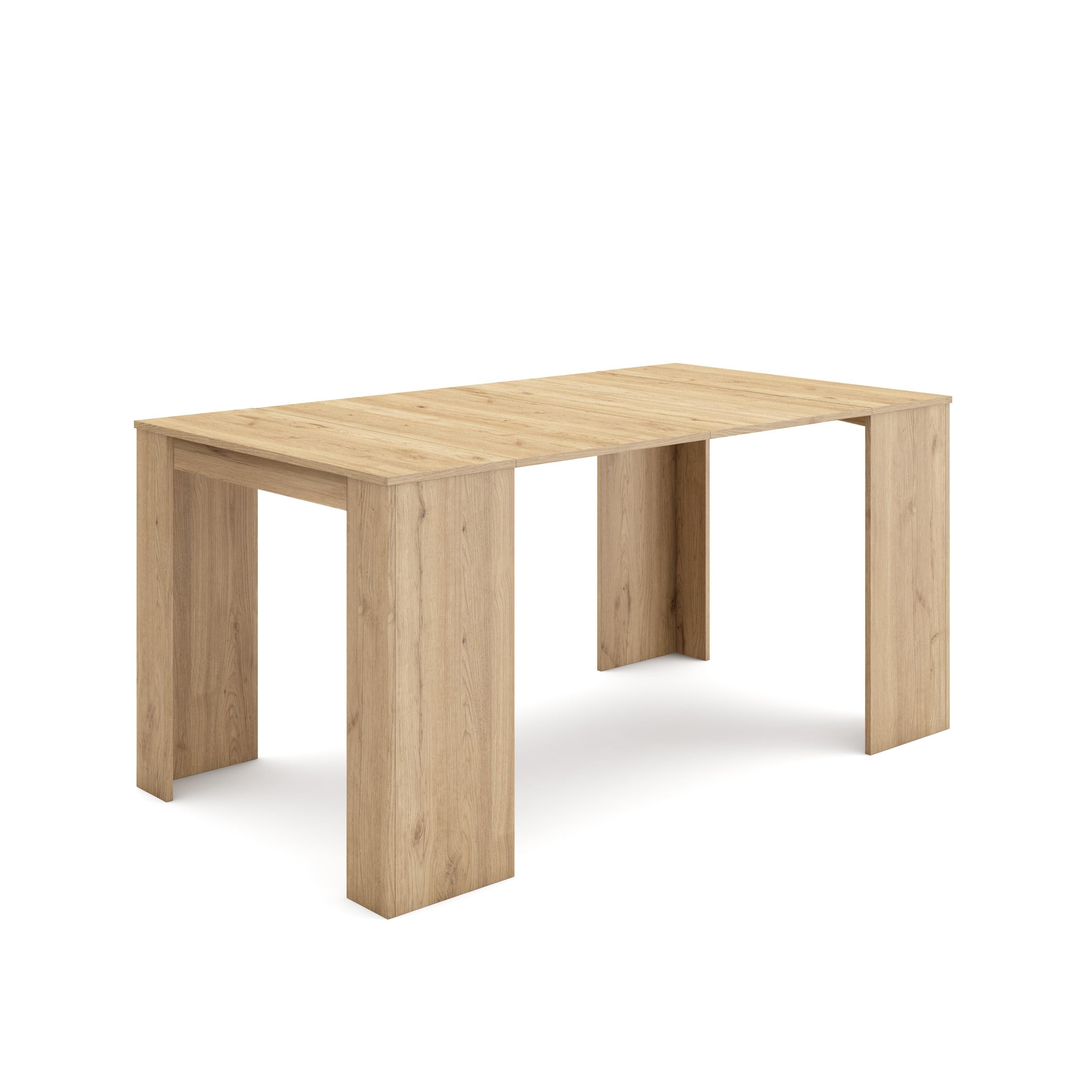 Skraut Home | Mesa Consola Extensible | Mesa Comedor Plegable | 160 | para 8 comensales | Comedor y Cocina | Estilo Moderno | Roble
