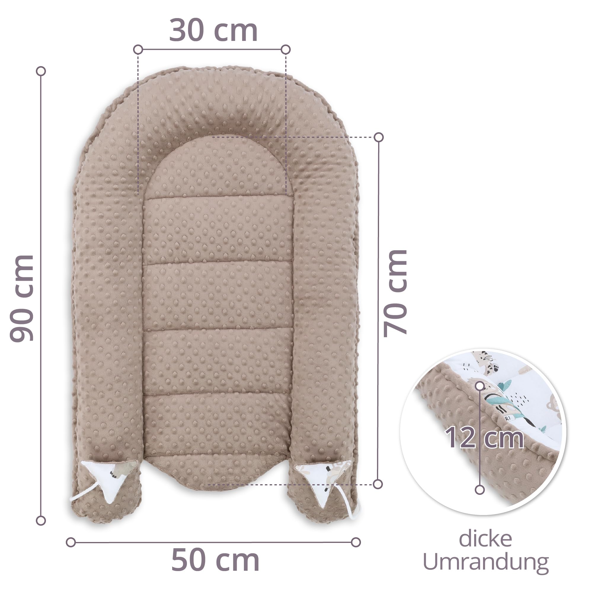 Riduttore lettino neonato - 90x50 cm nido culla pod cocoonababy babynest antisoffoco per bambina e bambino baby nest per neonati Africa cachi