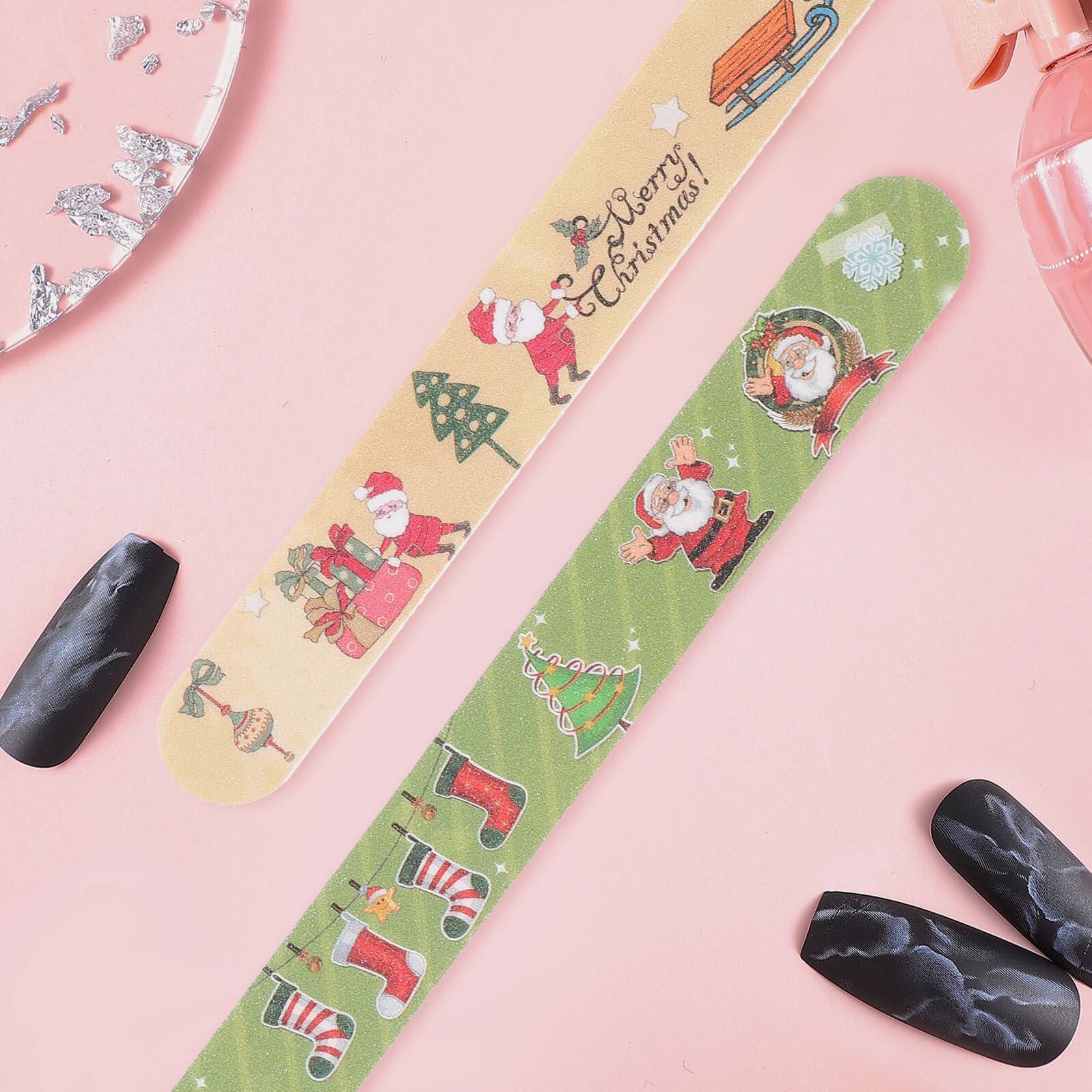 12pezzi Limette per Unghie Natalizie Lucidanti per Manicure e Pedicure Estremità Arrotondata Sicure da Usare per Donne e Ragazze Stile Casuale