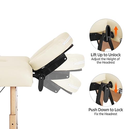 Miniatura 4 de Yaheetech Mesa de masaje para pestañas, portátil, para masaje, spa, belleza, tatuaje, ajustable, para terapia física, sofá de terapia física, color