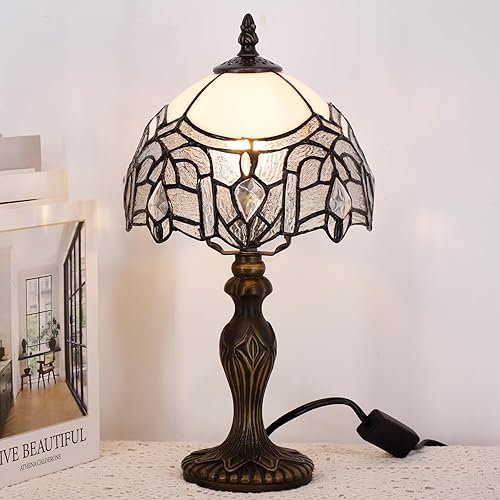 Miniatura 12 de Pequeña Lámpara Tiffany de Vidrio Emplomado, Lámpara de Mesa, Mini Luz de Acento de Escritorio para Dormitorio, Mesita de Noche, Lectura, Hogar,