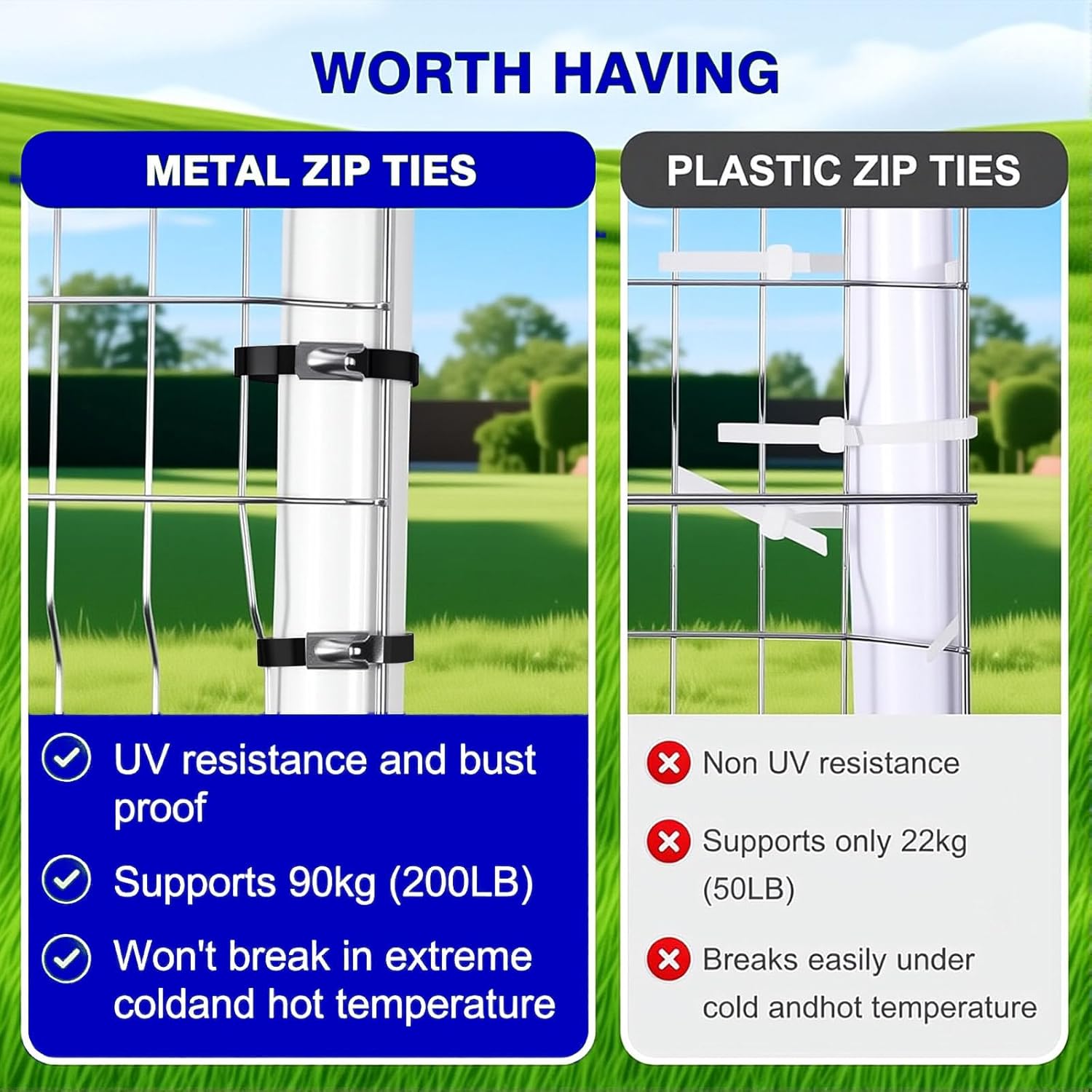 Stainless Steel Cable Tie Gun Kit, 150pcs Black Metal Zip Ties (8" 11.8" 15.8"), Self-Locking, UV & Corrosion Resistant Stainless Zip Ties, for Fence, Exhaust Pipe, Chicken Coop, Farm Use