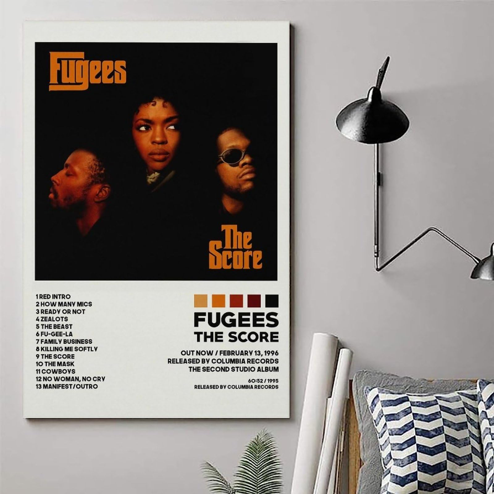 Fugees 『The Score』 ポスター フレーム付き tuozhe Lauryn Hill Fugees The Score Poster Album Canvas Art