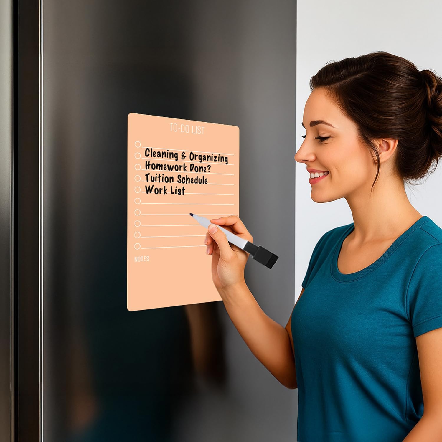LifeKrafts Magnetic Small Dry Erase to-Do List Planner Sheet | Size: 30×20 cm | Peach - Pack of 1 | Includes 1 Marker Pen | Daily Routine, Reminders, Notes for Kids & Adults