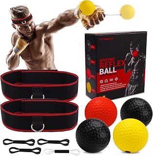 KTEBO Boxing Reflex Ball Headband Set - Includes 4 Different Balls and 2 Adjustable Headbands for Beginner Proficiency Improvement, Great Boxing Equipment, Perfect Stocking Stuffers
