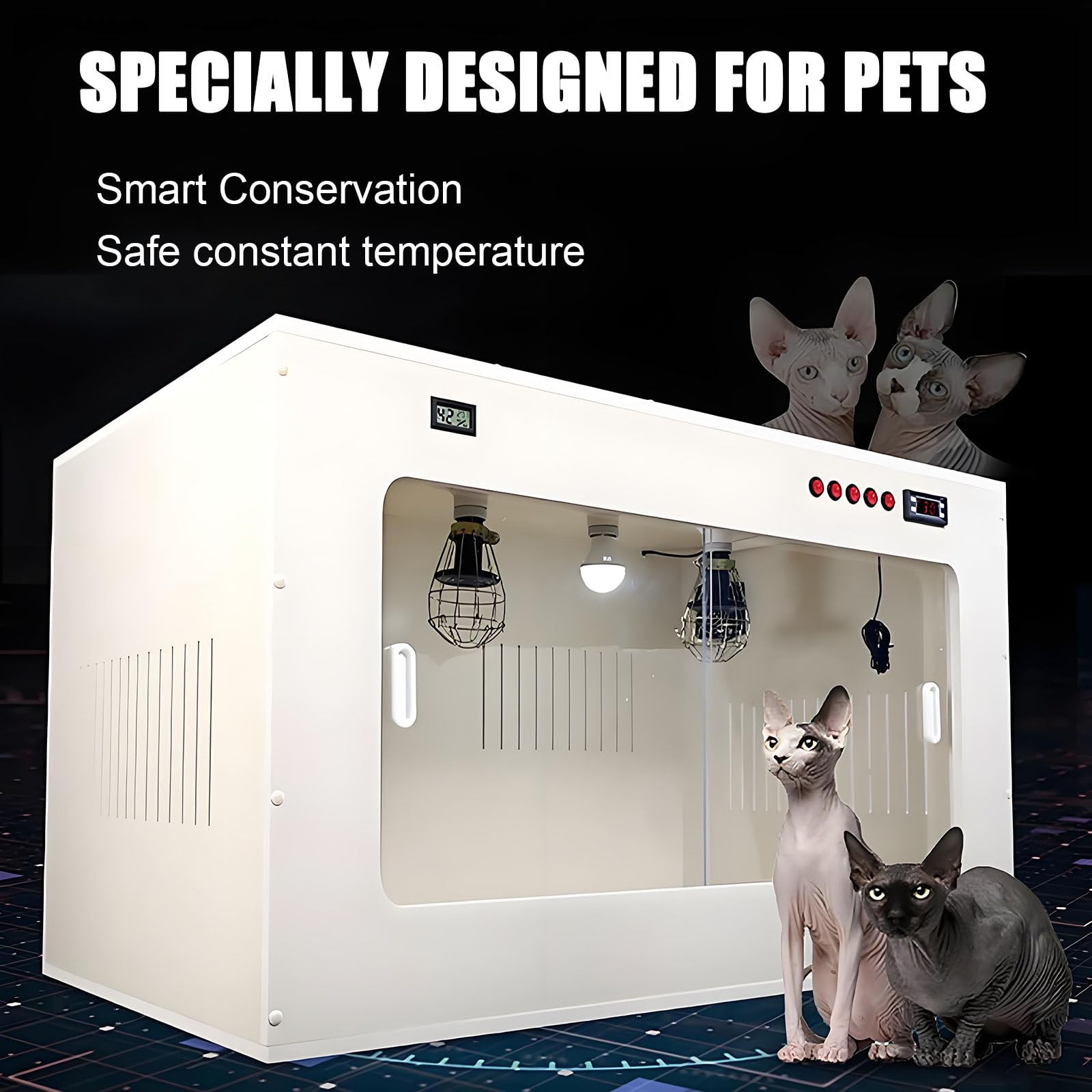 Caja incubadora para mascotas, incubadora para cachorros y gatitos, incubadora para gatos con calefacción, criadoras e incubadoras, criadora grande para mascotas, guardería para perros. 80*50*50