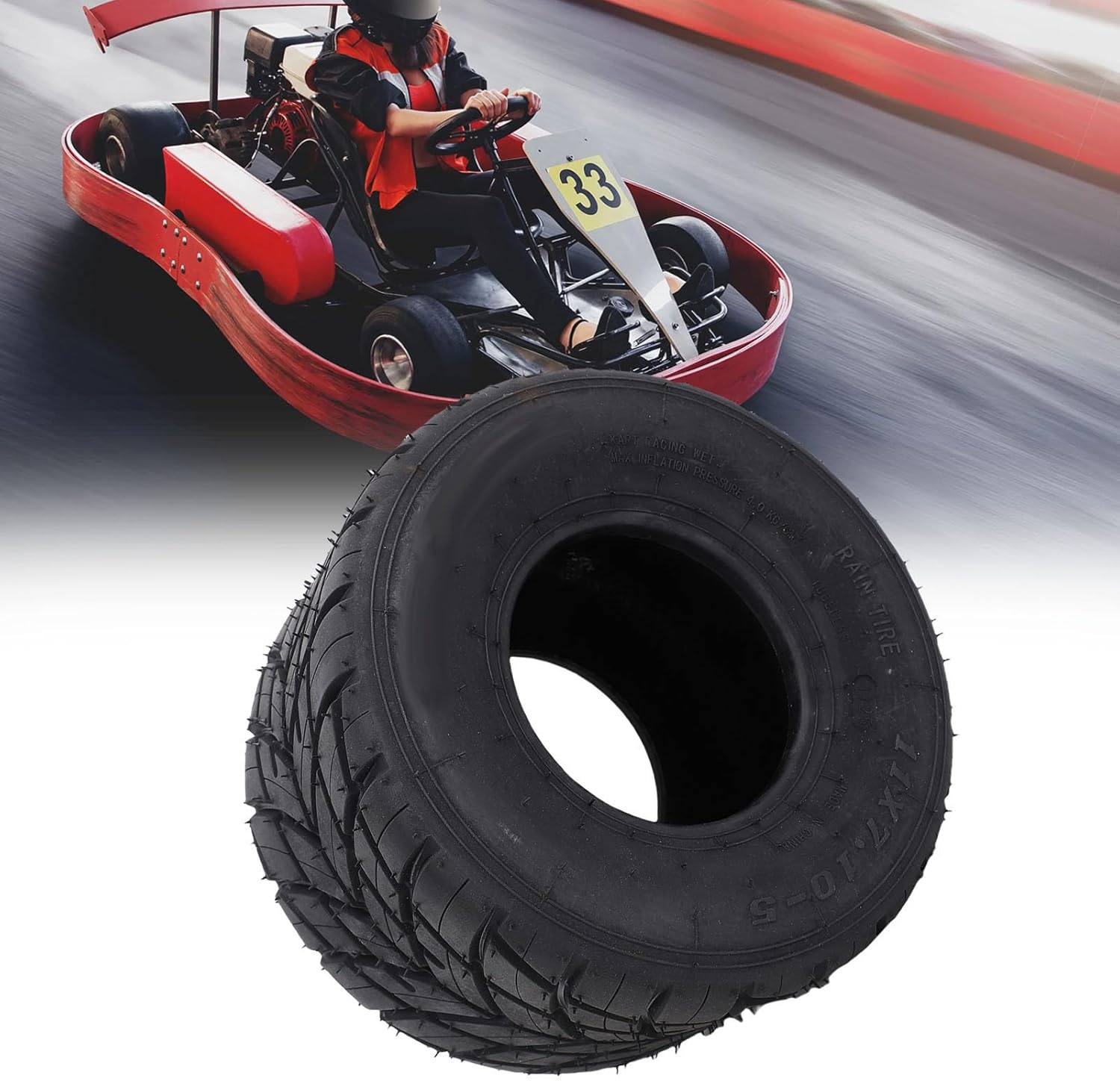 New 11x7.10-5 Go Kart Tires, 11x7.10x5 Tubeless Anti Slip Rubber Rear Wheel, Rain Road Tires for ATV UTV Quad Bike Racing Drift Cart Mini Bike Lawn Mower
