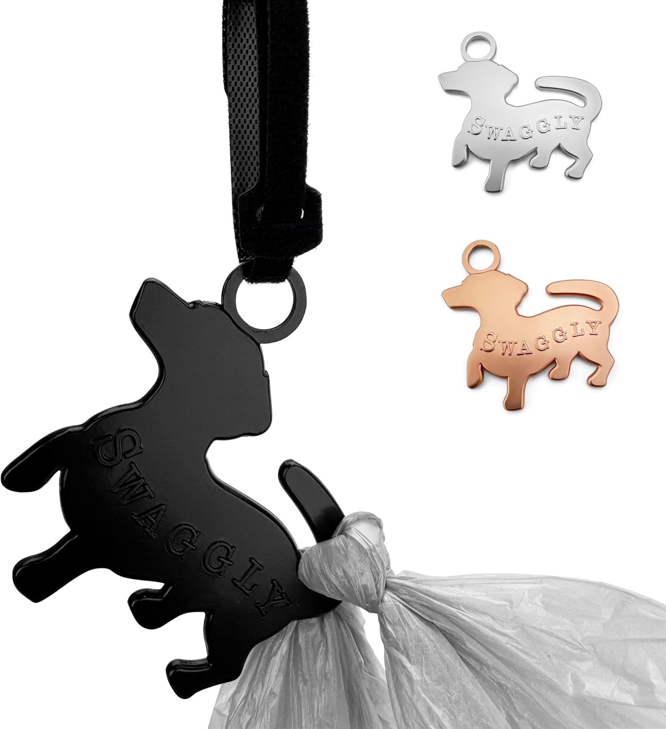 Swaggly Dachshund Shaped Black Dog Poop Bag Holder
