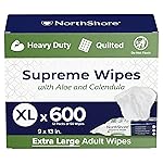 NorthShore Supreme Heavy-Duty Quilted Wipes, X-Large, 9 x 13 in., Case/600 (12/50s)