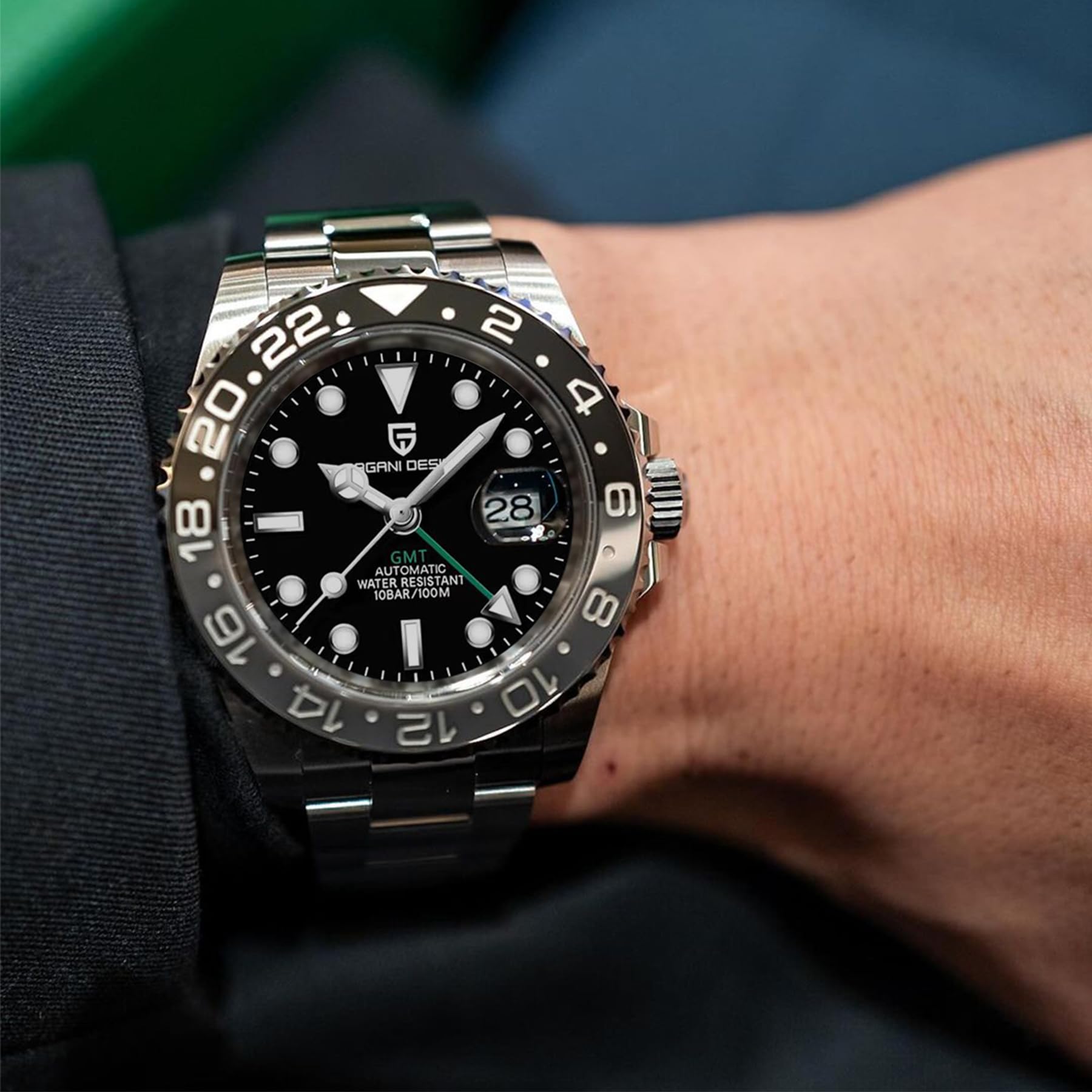 Pagani Design Uomo Meccanico GMT Acciaio Inossidabile Impermeabile Orologio Da Polso Zaffiro Vetro Acciaio Inox Ceramica Orologi Orologio per Uomo