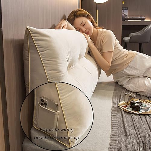 Miniatura 6 de Almohada grande de lectura y reposo en cama, almohada triangular de cuña para cabecero, soporte de posicionamiento del respaldo, para cama de día