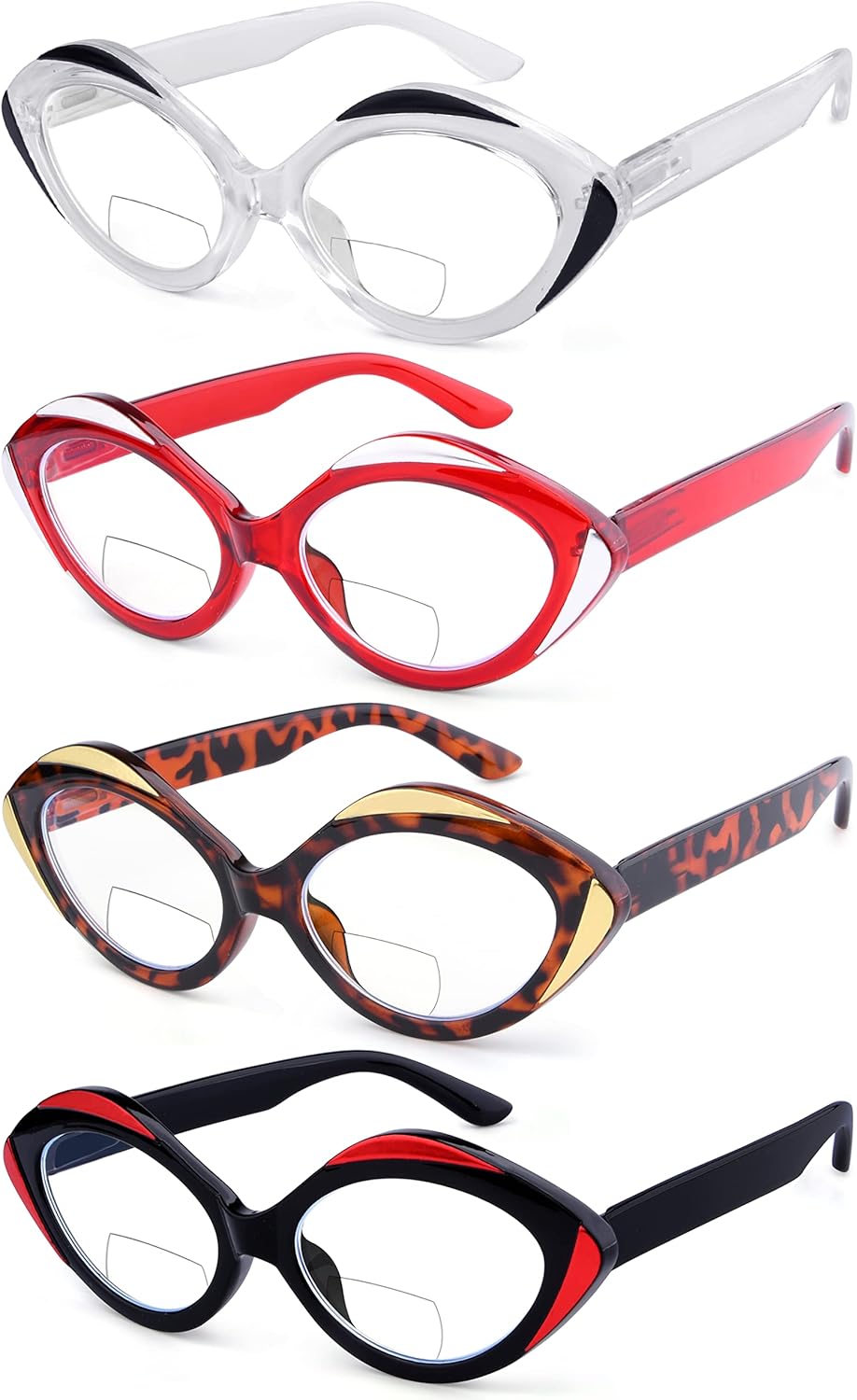 Eyekepper 4-pack Bifocal Reading Glasses for Women Bi-focal Readers Oval