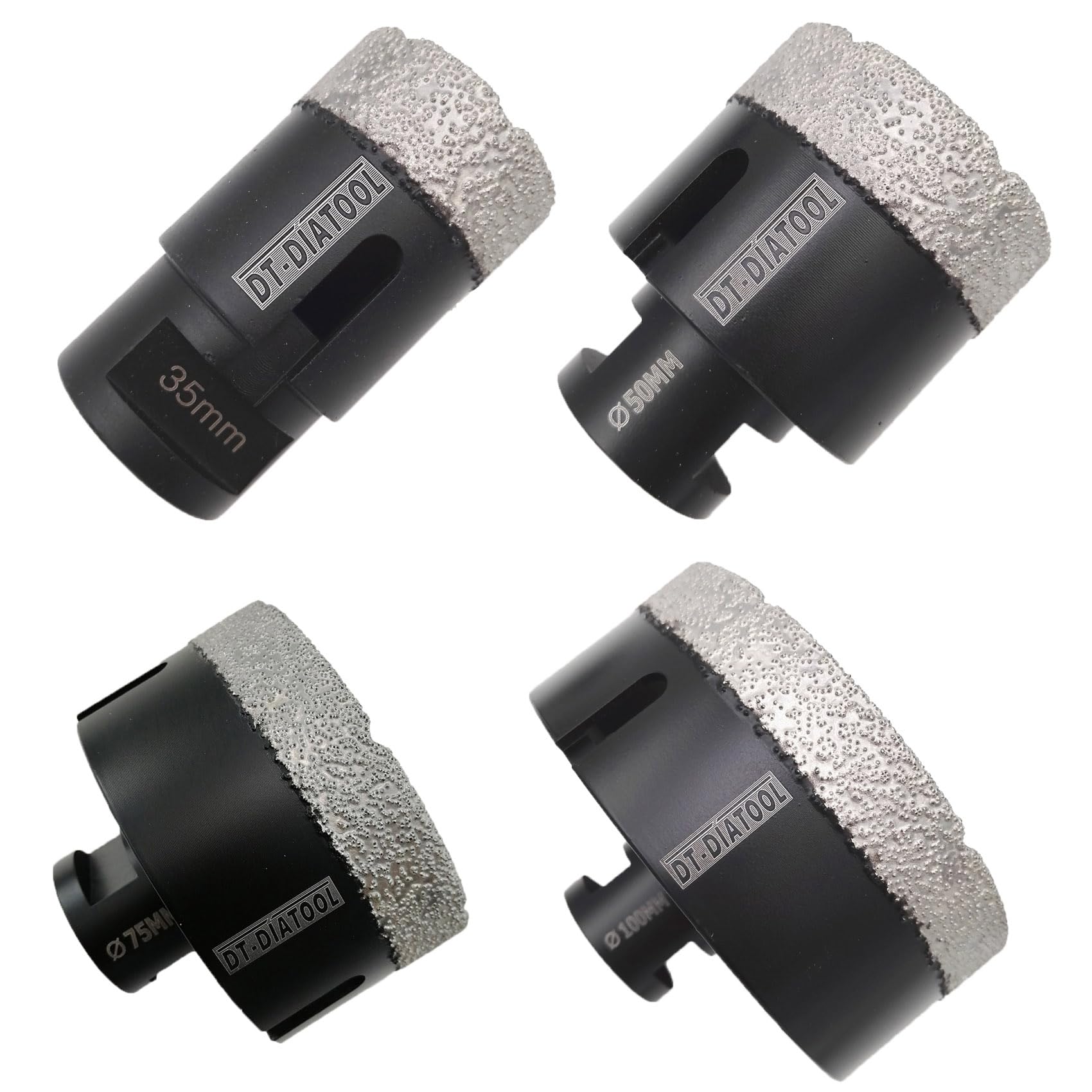 DT-DIATOOL Diamond Drill Bit Set 35/50/75/100mm Hole Saw for Dry Drilling Tile Porcelain Marble Ceramic Granite