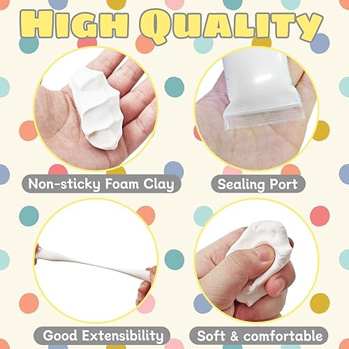 Miniatura 3 de Paquete de 36 arcilla de espuma blanca al aire seco, arcilla de espuma de modelado de 12.6 onzas, arcilla de modelado suave blanca para artes y