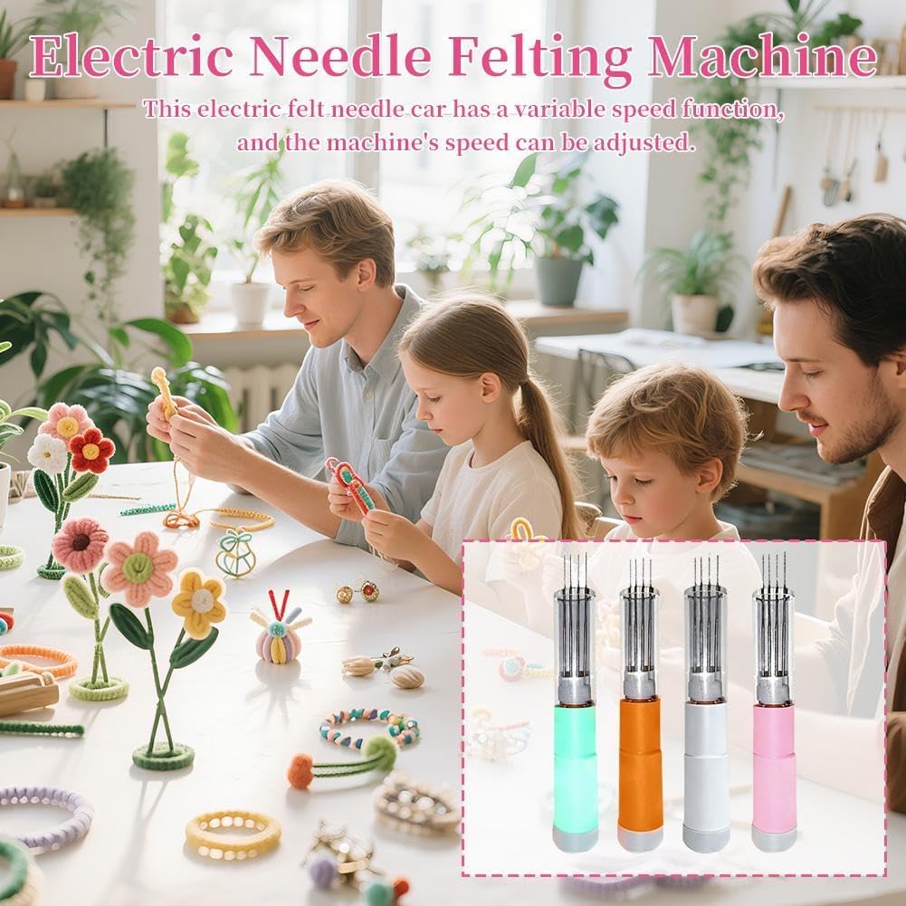 Máquina Eléctrica Para Fieltro Con Aguja, Herramienta De Fieltro De Lana De 7 Agujas Con Velocidad Ajustable, Kit De Herramientas Automáticas Para Esculpir Lana, Ideal Para Manualidades De