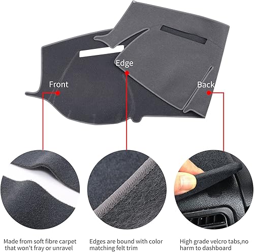 Miniatura 3 de Cubierta de salpicadero compatible con Ram 1500 2500 3500 2015 2016 2017 2018 2011 2500 3500 cubierta protectora de tablero (gris)