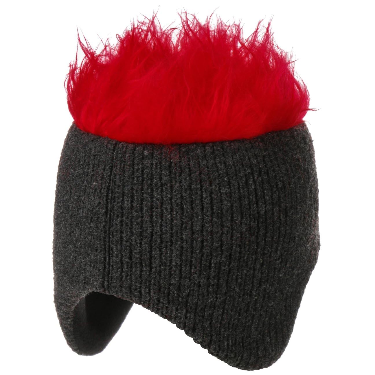 Eisbär Cocker Skipool Wintermütze Damen/Herren - Made in Austria Zottelhaarmütze Snowboardmütze Strickmütze mit Futter, Futter Herbst-Winter Winter - One Size Small rot