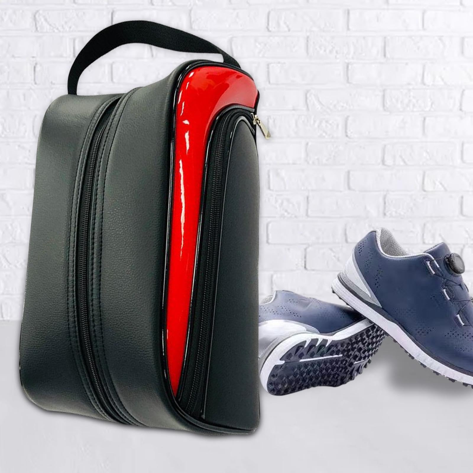 Borsa portatile in pelle impermeabile per scarpe da golf, per trasportare attrezzatura da viaggio e accessori golf. Comoda usare. Non macchia l'interno della valigia o dello zaino.