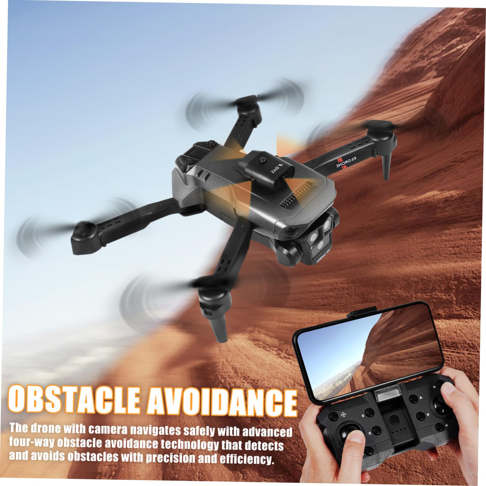 Dron Plegable con Cámara Triple HD y Lente Ajustable para Adultos