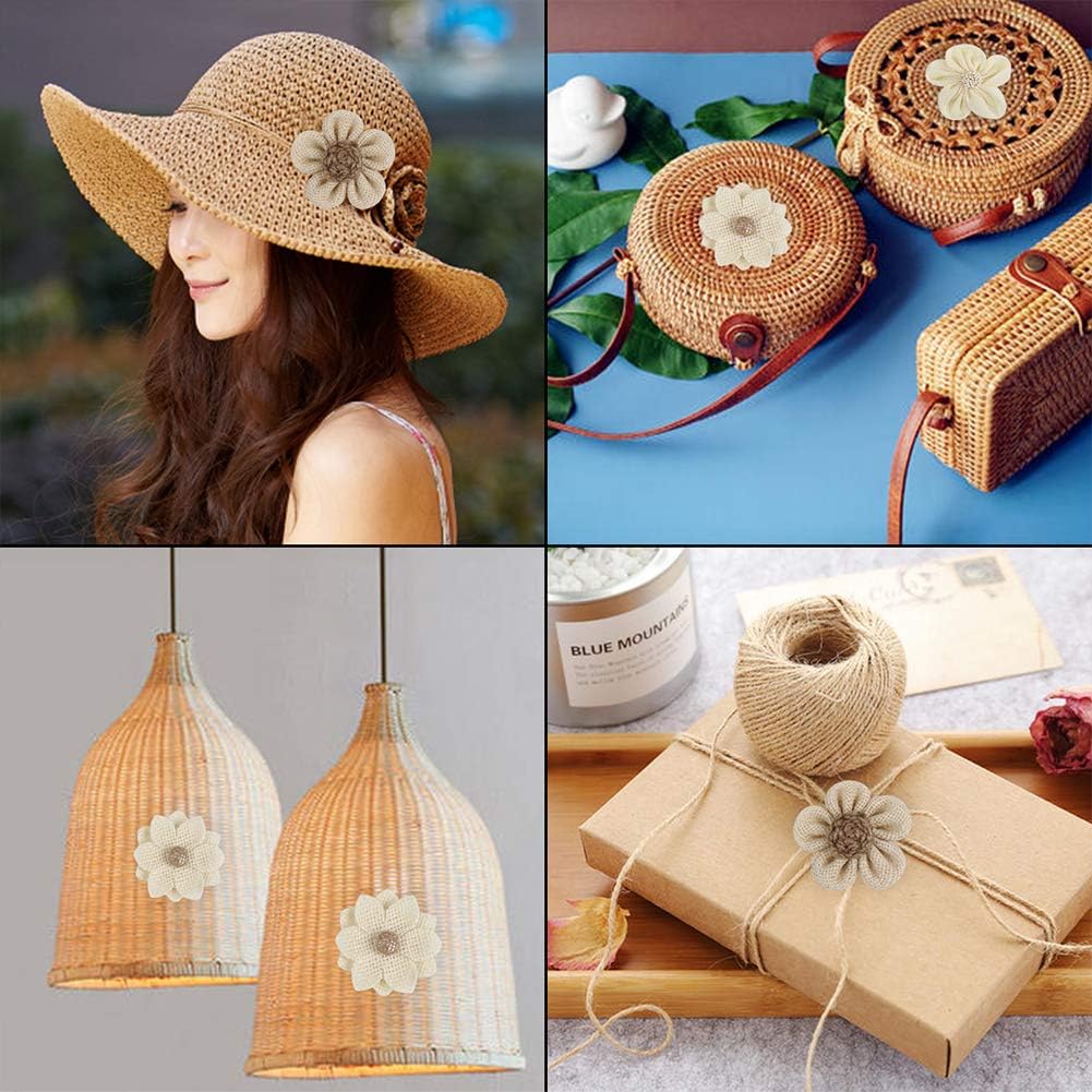 Handmade Natural Rustic Burlap Flowers Assorted Burlap Rose 20PCS for Wedding Decoration and Floral DIY Crafts Making by CCINEE