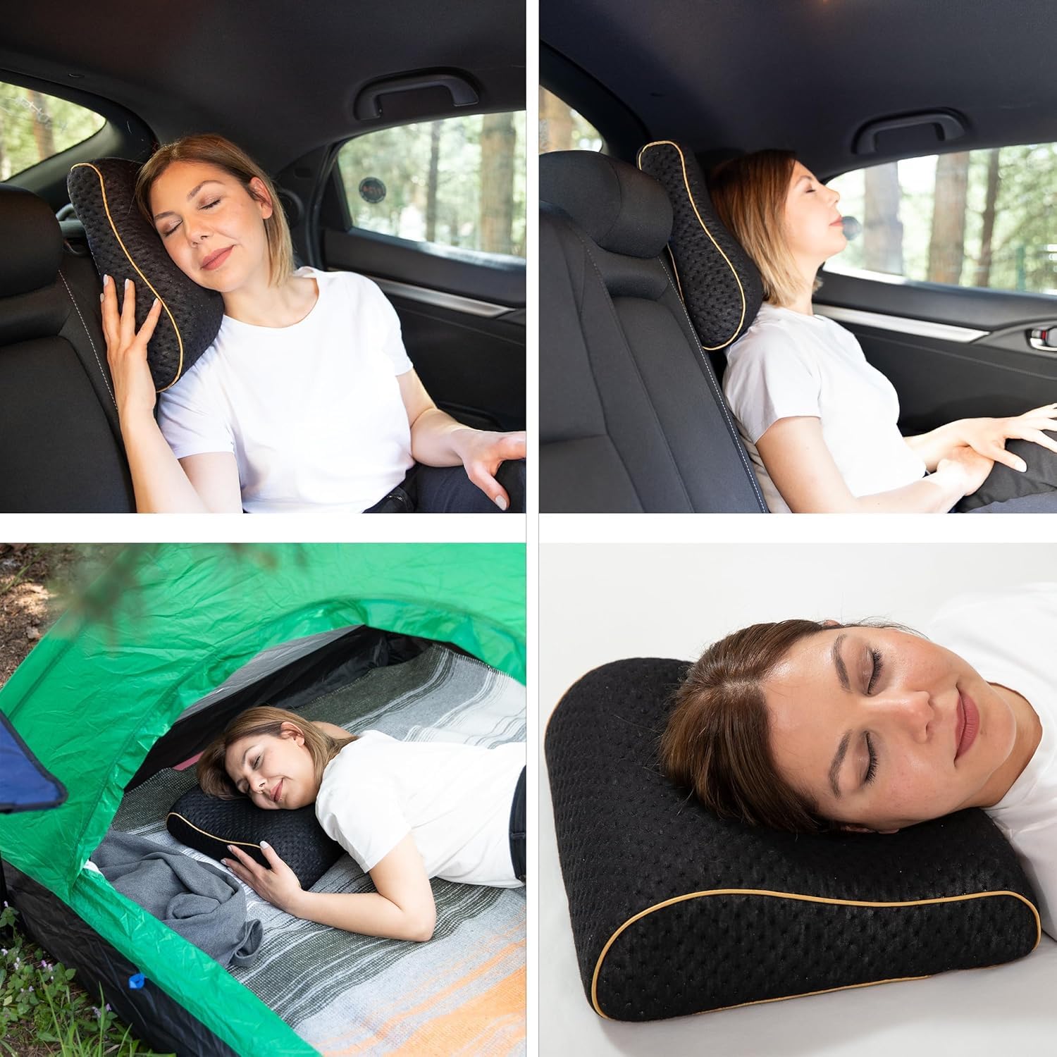 alkamto Almohada de viaje Almohada de camping Espuma viscoelástica Incluye bolsa Almohada ortopédica de espuma viscoelástica
