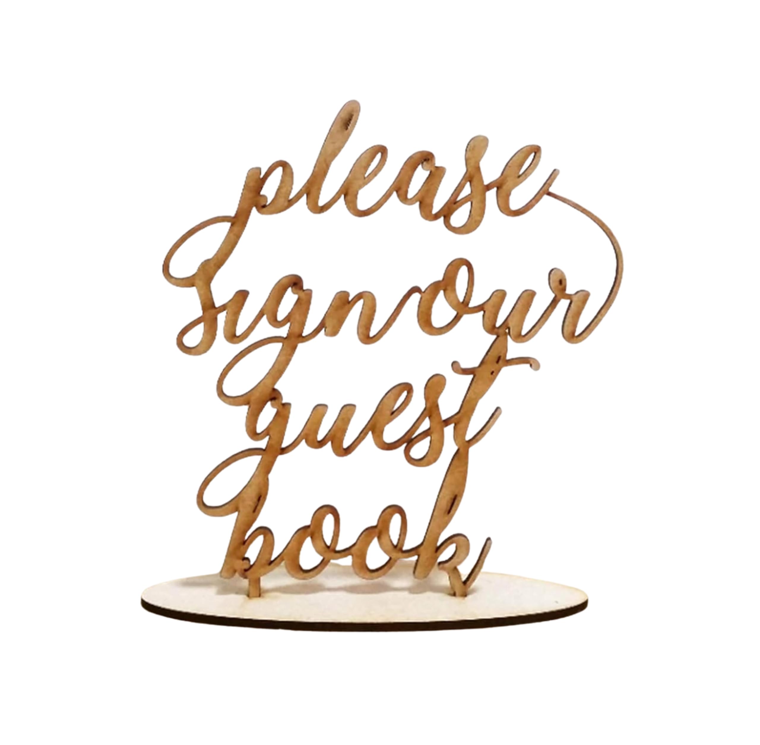 Free Standing Please sign our guest book Sign Wedding Accessory Craft Blank Laser Cut Wood