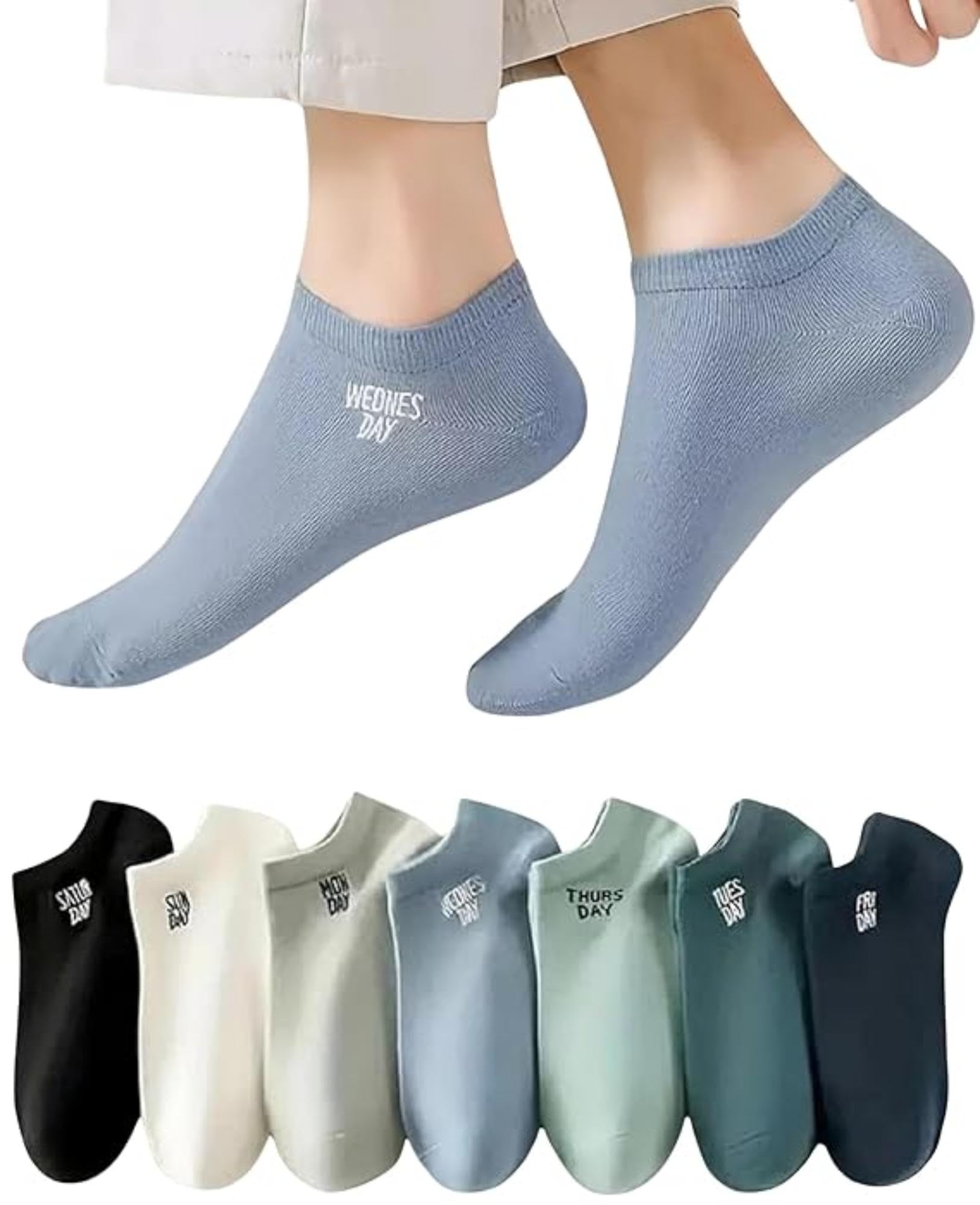Pack of 7 Men & Women No Show Ankle Socks – Days of the Week Design | Soft Cotton Blend, Breathable & Sweat Absorbing | Low Cut Invisible Socks for Daily Use Socks-image-24