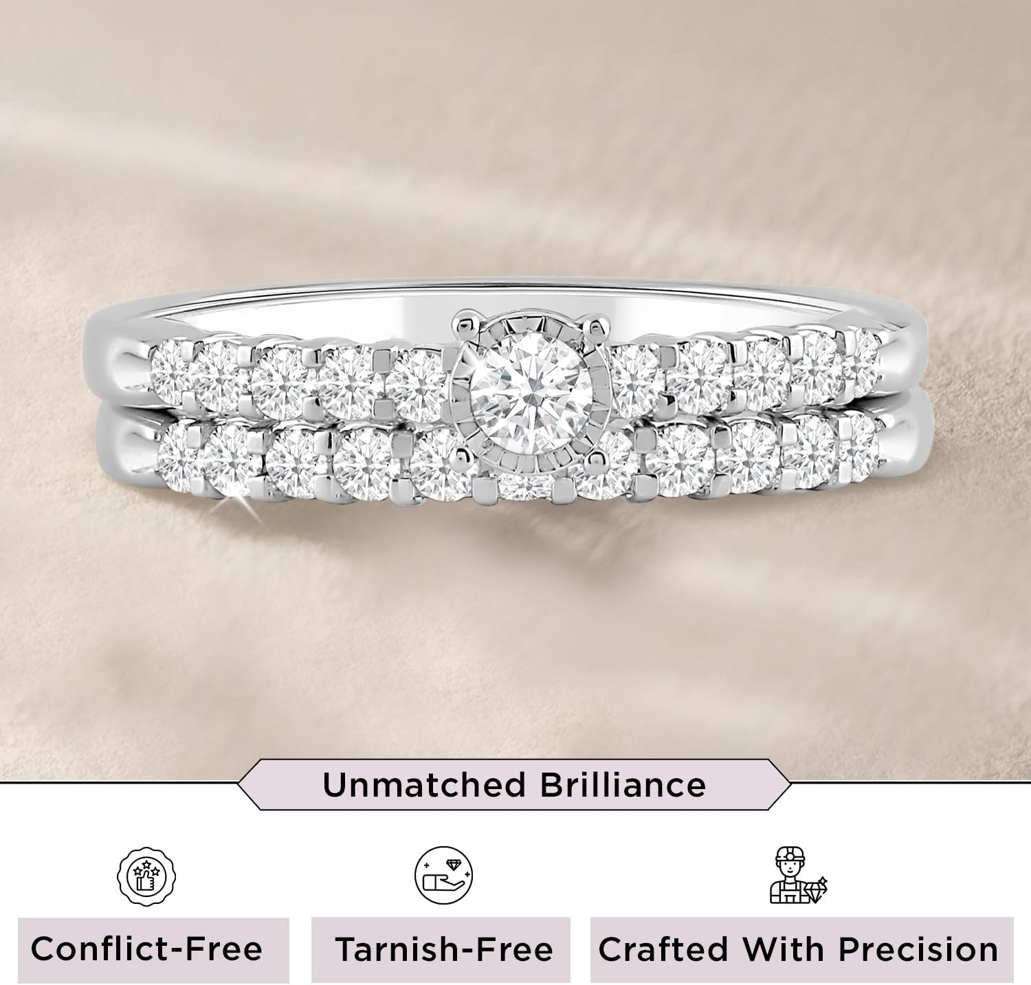 Jewelili 925 Sterling Silver Diamond Ring for Women | 0.50 CTW Round Wedding Engagement Rings | Lab Grown Diamond Ring | Size 6,7 & 8
