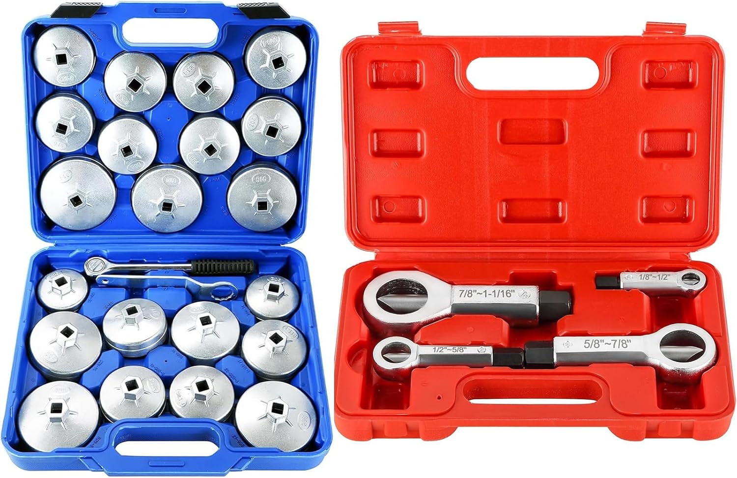 DASBET 4PCS Metal Nut Splitter Set & 23PCS Aluminum Alloy Cup Type Oil Filter Cap Wrench Socket Removal Tool Set
