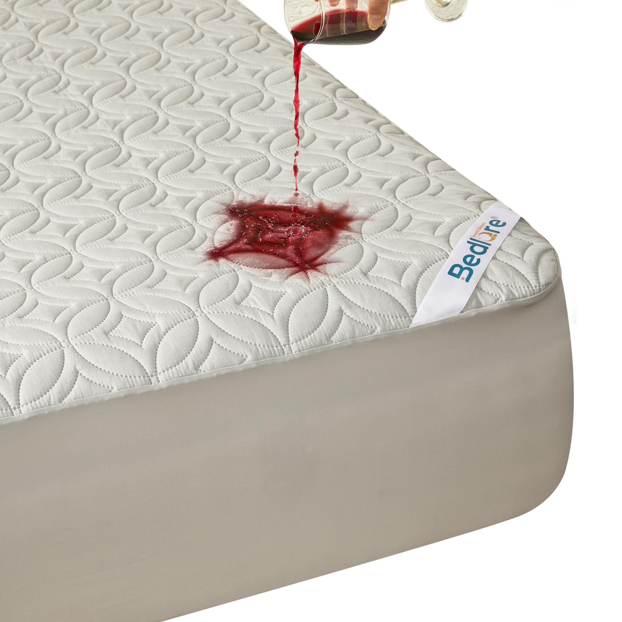 BEDLORE Waterproof Mattress Protector, Cal King Size Mattress Pad with Deep Pocket 6"-18" Depth, Soft Dirt-Proof Double Bed Mattress Cover for Bedroom, College Dorm, Hotel (Light Gray)