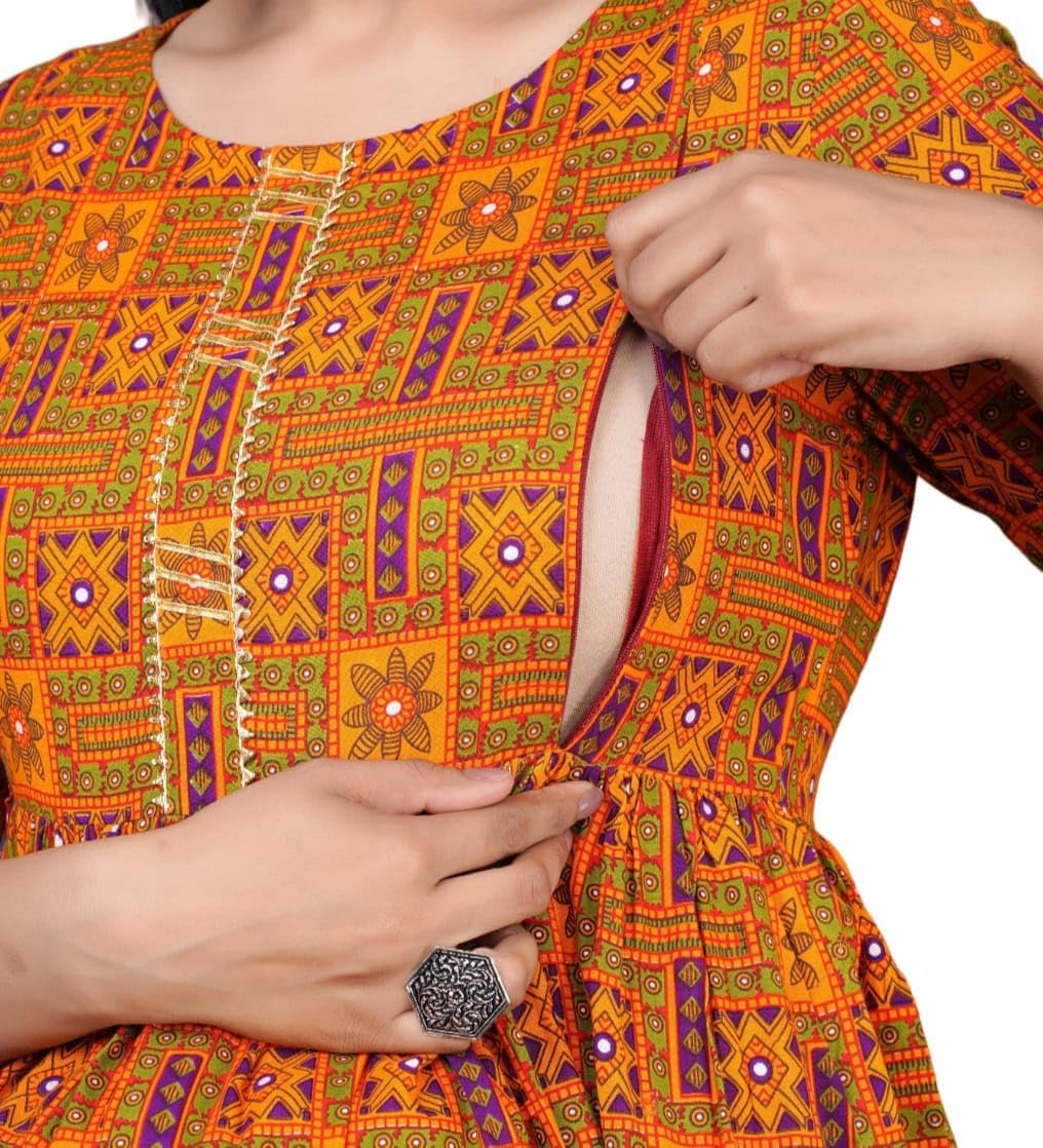 Women's Maternity Kurti for Feeding Zippers |Easy Breastfeeding Kurti for Nursing Pre and Post Pregnancy-picture-24