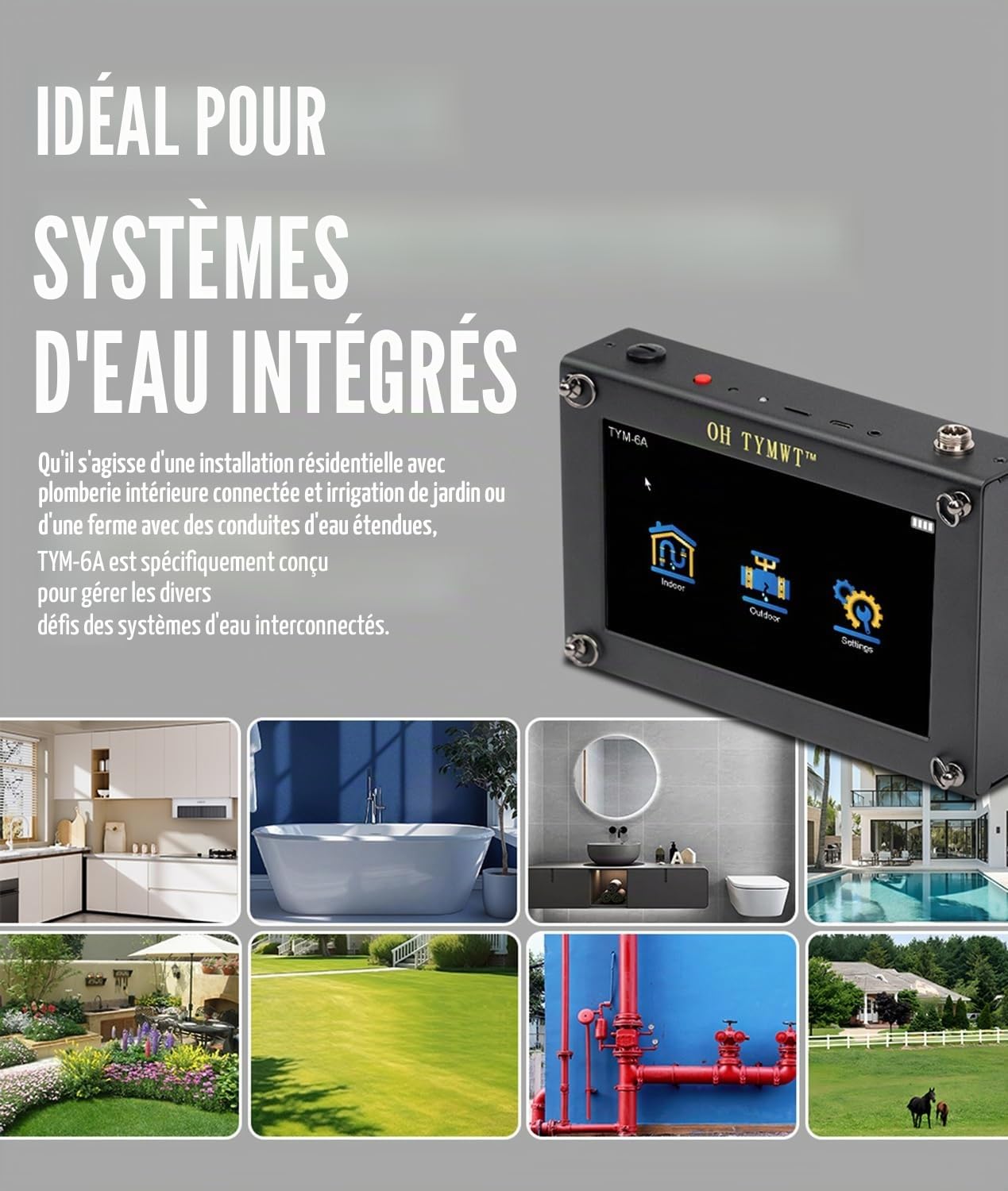 Détecteur de Fuites d’Eau, Détection par AI en Intérieur&Extérieur, 2 Capteurs Localisateur de Canalisations Souterraines Profondeur 3 m - Oh TYMWT-6A
